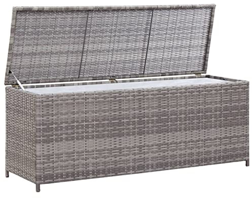 Ailgely Polyrattan Auflagenbox 120x50x60 cm Gartenbox Kissenbox Gartentruhe Truhe Box Aufbewahrungsbox Auflagenkiste Garten Grau