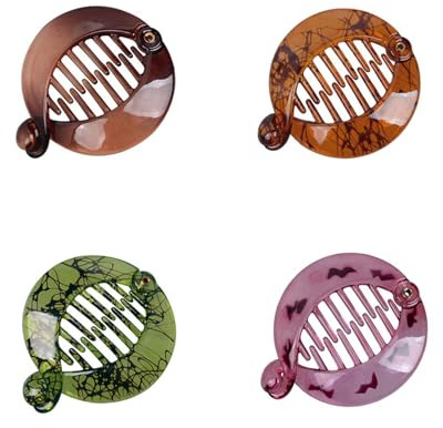 4pcs Bananen Haarspangen Haarwaben Bananenspange Kämme Fischclips Klammer für Damen Mädchen Langes Lockiges Oder Glattes Haar (grün, lila & braun)