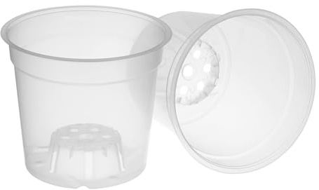 GREEN24 10 Stück Orchideentopf transparent aus Polypropylen, Ø 14,7 cm, 12,5 cm hoch, 1,30 L Volumen, Stufenboden zur idealen Belüftung und Bewässerung des Wuzelballens