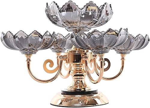 Fruktskål i glas, Fruktskål i glas, Fruktskål av kristallglas Kinesisk Retro Grå Flerlagers Fruktfat Hem Vardagsrum Metallunderlag Godiskål Fruktfat Grönsakskorg Fruktskål