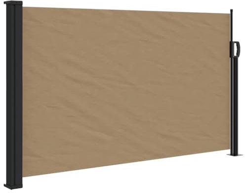 vidaXL Retractable Side Awning, Outdoor Privacy Screen for Garden Balcony Terrace Patio Yard, UV Resistant Sunshade Shelter, Taupe 117x300 cm