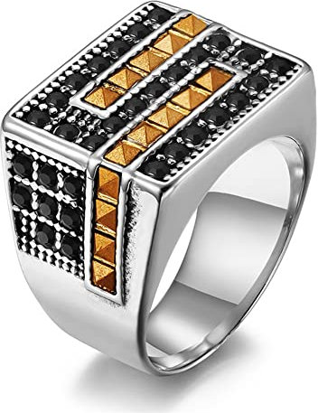Ringverzierungen, ausgefallener 18 Karat vergoldeter Diamantring für Männer, Gothic-Mode, einfacher 18 Karat vergoldeter Edelstahlring, Silber, 11