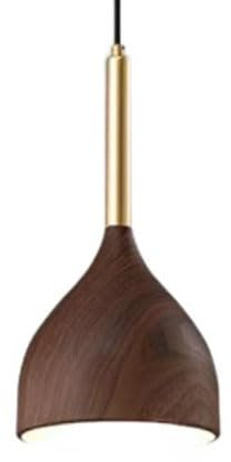 ZGDHWCR Pantalla de luz colgante de metal de grano de madera de imitación, lámpara de estilo americano, lámpara de araña de una sola cabeza con fuente de luz E27, accesorios de iluminación de techo pa