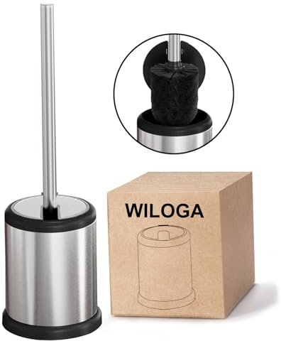 Wiloga Klobürste Edelstahl - WC Bürste mit Halter & Spritzschutz - Hochwertige Toilettenbürste - Antibakteriell