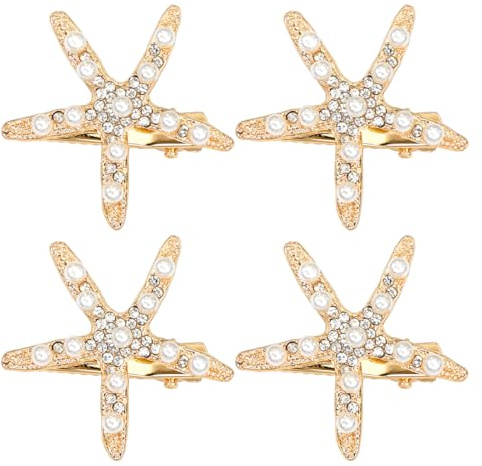 Capaneus 4 Stück Seestern Haarspangen, Meerjungfrau Haarschmuck, Meerjungfrau Kostüm Damen Accessoires, 1 stück (1er Pack), für Erwachsene Frauen