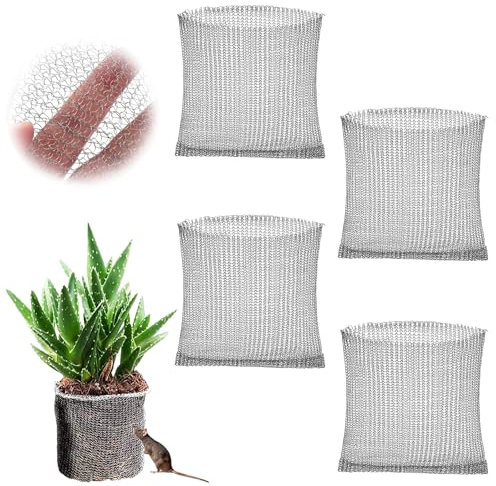 Kujinova Cestas de Protección de Raíces de Plantas, 4 PCS Protección de Raíces de Acero Inoxidable 35 x 35 CM, Bolsas de Red de Protección de Raíces, para Plantas Verduras Bayas Flores (35 x 35 cm)