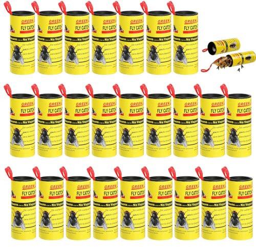 XIMEY 25 Stück Premium Fliegenfänger, Fruchtfliegenfalle Umweltfreundlich - Giftfrei, Insektenfänger Öko, Fliegenfalle für Fruchtfliegen Fliegen Mücken und Motten für Innen und Außen