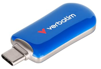 Verbatim Plectra USB-C Stick 256GB USB 3.2 Gen1 Speicherstick 100MB/s | USB-C Flash Drive, kompakt mit bis zu 100 MB/s, Speicher für iPad, iPhone, Smartphone, Laptop, PC, kompatibel mit Mac/Windows