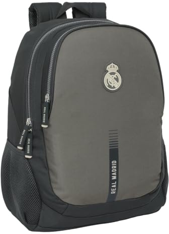 safta Real Madrid 3ème équipe 24/25 - Sac à dos scolaire pour enfants, idéal pour enfants de différents âges, confortable et polyvalent, qualité et résistance, 32 x 16 x 44 cm, gris, M, Décontracté