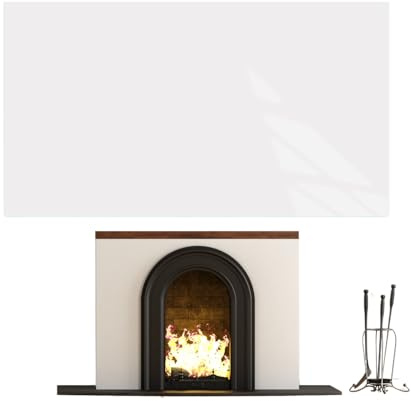 TMK ArtDeko Kaminbodenplatte Rechteckig – Hochwertige Funkenschutzplatte aus WeißESG-Sicherheitsglas - 90x52 cm