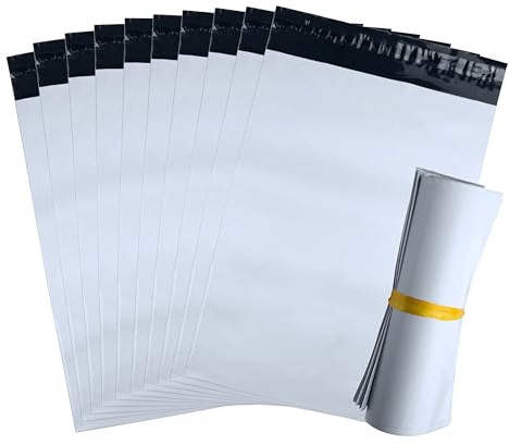 iboo - 100 buste 45 x 55 cm bianche opache in plastica, buste per spedizioni, solide, inviolabili e impermeabili - Confezione da 100
