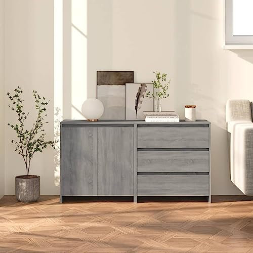 MOBCANT 2-TLG. Sideboard, Arbeitsplatte Schuhschrank Barschrank Kleiderschrank Geeignet für Foyer Schlafzimmer Wohnbereich Korridor Grau Sonoma Holzwerkstoff