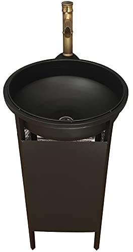 Mobile da bagno in stile industriale con lavabo, armadietto moderno con rubinetto e scarico, mobiletto da bagno autoportante sotto il lavandino, 46 x 46 x 84,8 cm, ottone (nero senza specchio)