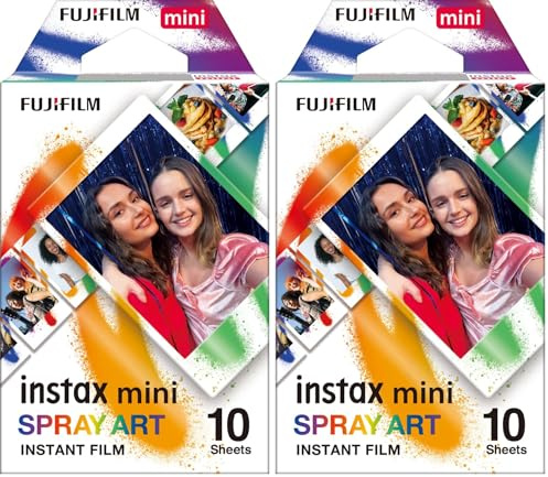 Fujifilm instax Mini Film Spray Art Border, 10 Shot Pack Multicolore (Lot de 2)