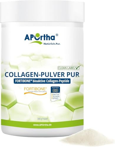APOrtha® FORTIBONE® B (Rind) Collagen-Pulver PUR - 300 g Pulver | innovative, bioaktive Collagen-Peptide (Rind) für Knochen, 300g Pulver für 2 Monate, glutenfrei, allergenfrei, laktosefrei