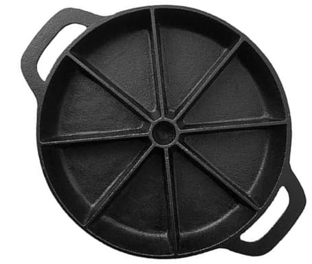 MAGICLULU Sartén de Hierro Fundido con Compartimentos Molde Redondo para Pan de Maíz y Galletas Antiadherente con Asas Dobles para Hornear y Servir