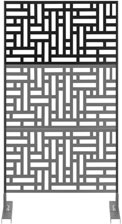 TTISJHK Brise-vue mural en acier - 60 x 117 cm - Moderne - Noir - Séparateur de pièce - Découpe laser - Pour jardin, balcon, terrasse, cloison de séparation - Décoration intérieure et extérieure