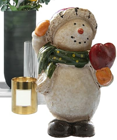 Decoraciones navideñas del muñeco de nieve: linda estatua de muñecas de nieve, figura, decoración de invierno, miniaturas navideñas | Decoración creativa de centro de mesa elegante para fiestas figura