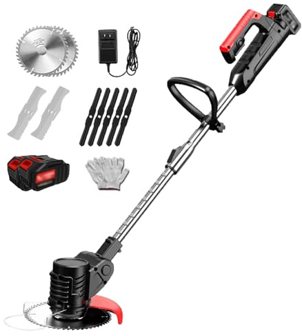 YLANMEI Petite Tondeuse à Gazon électrique Domestique, Tondeuse de Jardin Portable sans Fil, Dispositif de Coupe à Angle réglable Pliable à 90 ° avec poignée antidérapante 24V/4.0Ah