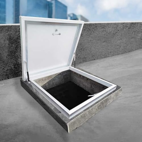 Aluminum Roof Access Hatch with Lock Waterproof Inspection Door Skylight for Attic 100x100cm Roof Trap Cover Easy Access Trapdoor for Roof Spaces