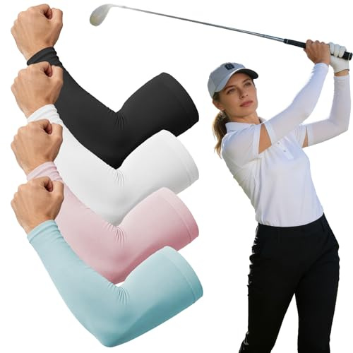 SEANSELO 4 Paar UV Armlinge, Kühlend, Kompression, Für Sport & Gaming | Atmungsaktiv, Nahtlos, 4‑Wege‑Stretch, Anti‑Rutsch, 4 Paar, Schwarz Deckt Tattoos Vollständig Ab, Für Rad, Volleyball.