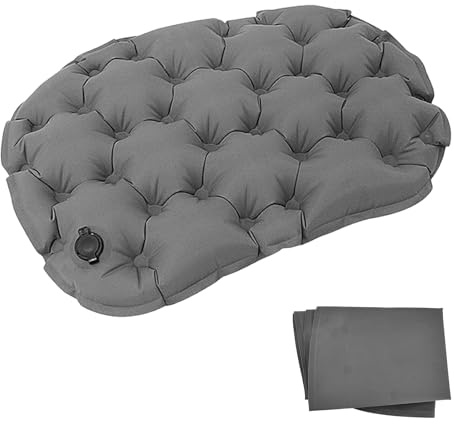 Cojines de Asiento Inflable, Cojín Inflable para Viaje Plegable, Portátil Alfombrilla Esiento, Colchoneta Asiento Impermeabile 36*28cm, Cojín Aire para Camping Viaje Senderismo Picnic Silla (Gris)