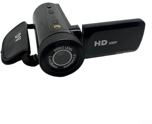 Caméra vidéo avec microphone, appareil photo numérique FHD 1080p avec zoom 16x et écran LCD 2,7 pour vlogging et voyage (noir)