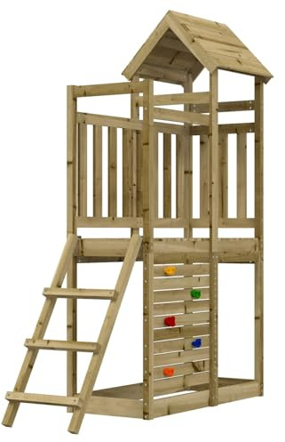 Genérico Torre de Juego Marrón Madera Sólida Impregnada,Juegos y Juguetes,Estructuras para Juegos al Aire Libre,Columpios y estructuras de Juegos,3417204