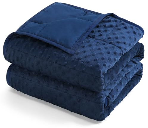Sivio Gewichtsdecke 7kg Marineblau 150x200cm | Minky Dot, weich & kuschelig, Glasperlenfüllung, atmungsaktiv, Ganzjahresdecke, waschbar