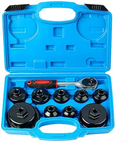 Llave de filtro de aceite, juego de 10 piezas de aleación estilo tapa herramienta de extracción 3/8 Drive 24-38 mm caja de almacenamiento para mantenimiento de automóviles
