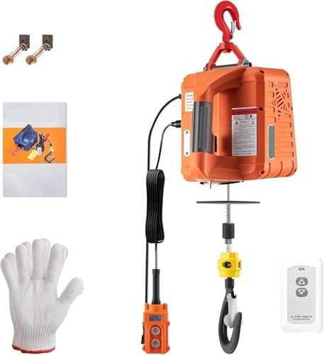 Montacargas eléctrico Cabrestante eléctrico de 1500W, grúa eléctrica portátil con capacidad de 500KG, 3 en 1, con mando a distancia inalámbrico Polipasto Cabrestante Eléctrico