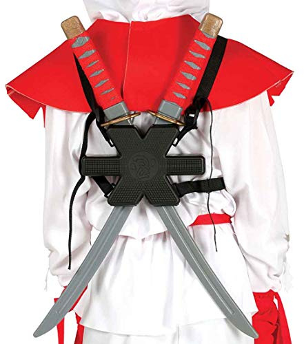 Amakando Katana con Soporte de Espalda | 2 Espadas Samurai | Espada de Ninja | Catana con Porta Espalda