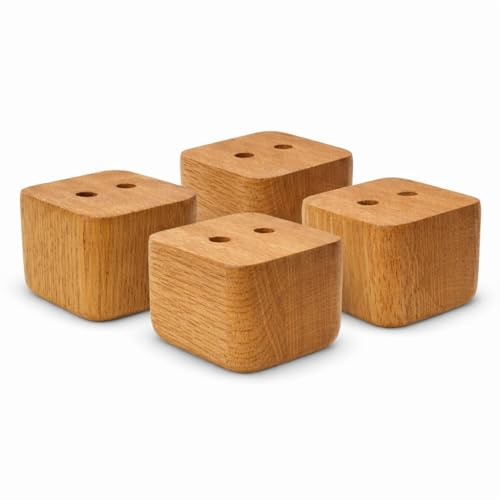 4 x patas para muebles Sofá del pie mesa soporte pie para mueble (Madera patas recto rectangular haya/roble