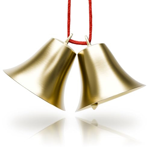 KSI-Vintage-Glocke aus Messing, mit lautem, hellem Klang, für Elefanten, Kühe, Pferde, Schafe, Hunde, Kamele, Basteln, Haus, Garten, Christbaumschmuck, 2 Stück