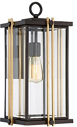 Licht-Erlebnisse Außergewöhnliche Außenwandleuchte GORDON in Bronze antik IP44 Glas Metall Laterne Wandlampe Außen