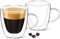 DLux Espresso Coffee Cups with Handles, Double Wall Clear Glass, Insulated Borosilicate Glassware Tea Cup, 2 pcs, 90 ml