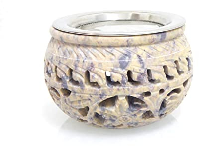 Fumaga – Räucherstövchen Aurum aus Speckstein mit Sieb inkl. silbernes Plättchen, wahlweise inkl. Räucherbürste