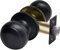 CML Hardware Perilla de puerta de paso negro mate con placa de cierre extraíble, cerradura interior para pasillo armario, sin bloqueo, mango de bola redonda sin llave