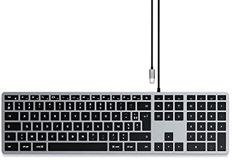 SATECHI Slim W3 Clavier Filaire Rétroéclairé avec Pavé Numérique - Touches Lumineuses et Connexion USB-C - Compatible avec iMac 2020, Mac Mini 2020, MacBook Pro 2020, MacBook Air 2020 (AZERTY)
