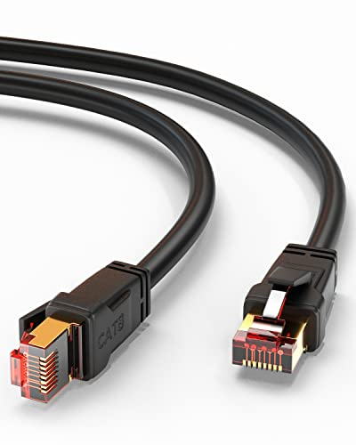 MutecPower 10m CAT 8 Outdoor Waterproof Ethernet Cable High-Speed 40Gbps 2000MHz POE Gigabit Direct Burial Patch Network Cable S/FTP RJ45 copper LAN cable - Ideal for Internet, Router, Modem, TV, PC