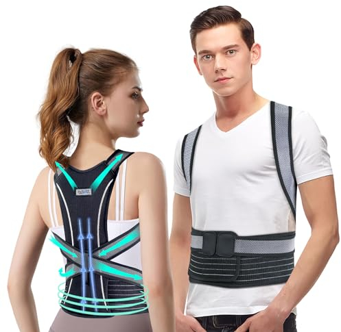 JS&KeJi Rücken Geradehalter - Haltungskorrektur Rücken für Damen und Herren Haltungstrainer Rücken Rückenstützgürtel Lindert Rückenschmerzen (L