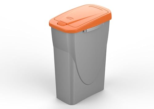 eacommerce - Pattumiera per raccolta differenziata Componibile in Plastica | Sistema di Aggancio Facilitato | Ideale per Casa e Giardino | Arancio 25 Litri