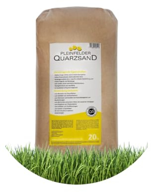Pleinfelder Quarzsand®, Rasensand zur Rasenpflege und Bodenverbesserung, feuergetrockneter Quarzsand, streuwagenfähig, Körnung: 0,3-0,7mm, 20kg Säcke