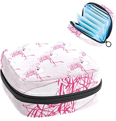 Flamingo Pink, Perioden-Tasche, tragbar, Tampon-Aufbewahrungstasche, Tampon-Halter für Geldbörse, femininer Produkt-Organizer, Mehrfarbig, 4.7x6.6x6.6 in/12x17x17 cm