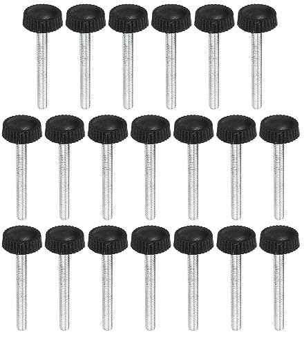 PATIKIL M4x35mm Estriado Mariposa Tornillos 20 Uds Macho Rosca Redondo Sujeción Tornillos Perillas Mano Agarre Pernos Montaje Sujetadores para Iluminación Muebles Herraje Negro
