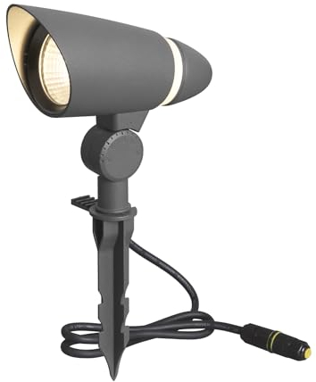 DAWALIGHT Garden Lights Mains Powered Spike 10W 3000K Warm White 800LM LED Landscape Lights IP65 Waterproof Uplighters Outdoor with IP68 Connection Box for Pathway Patio Yard, Aluminum, Dark Grey