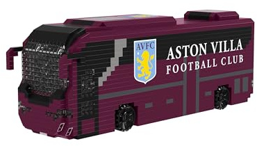 FOCO officiell licensierad produkt, Aston Villa FC, BRXLZ-klossar, 3D-byggsats, resebuss, fotboll