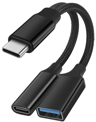GELRHONR 2-in-1 USB-C OTG-Ladeadapter mit Typ-C-Splitter für Telefone, Laptops, Tablets, Ventilatoren, Drucker