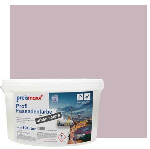 Preismaxx Profi Fassadenfarbe urban colors, bunte Außenfarbe, rot, steinrot, stone red 10L, matte, wasserabweisende Aussen-Dispersion, hohe Wasserdampfdurchlässigkeit