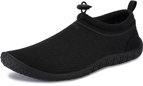 WHITIN Water Shoes for Women Aqua Barefoot Swim Sneakers Beach Sock Minimalist Size 7 Lightweight Surfing Boating Slip On Fishing Playa Athletic All Black 37
